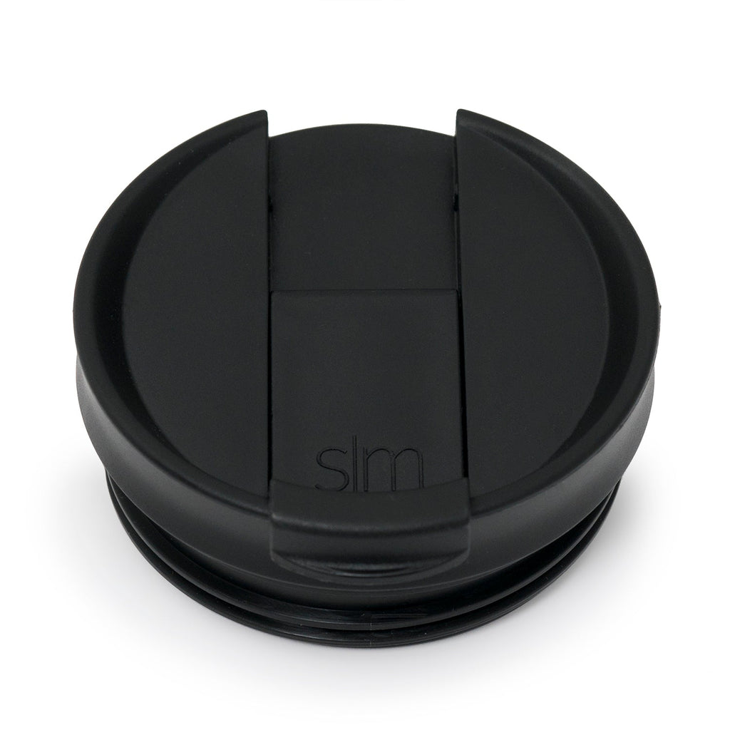 Black and charcoal gray cylindrical container with solid black lid and upper section, transitioning to lighter gray base rim against neutral background.