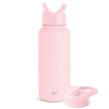 Soft pale pink product with accessories on white background