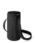 Black and charcoal gray baby carrier with dark gray fabric body, black straps, interior lining, and drawstring closure