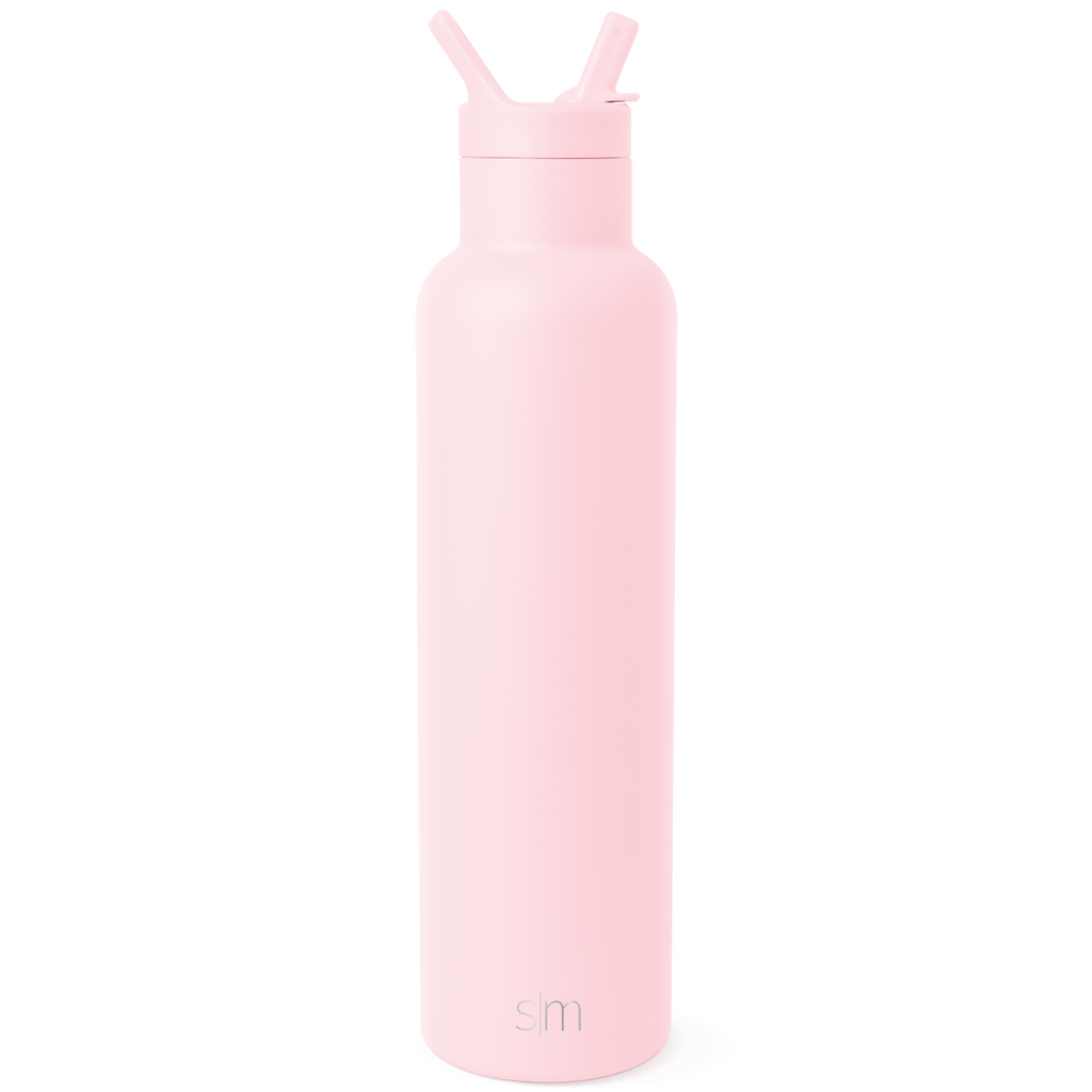 Pale pink SM water bottle displayed against white background