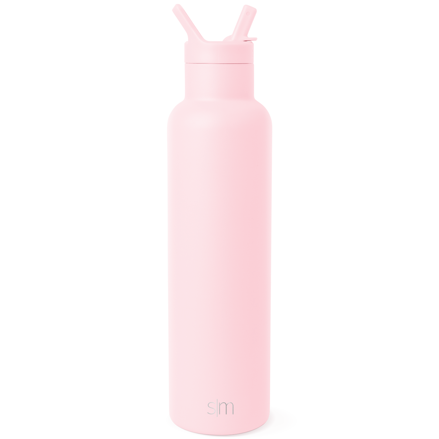 Pale pink SM water bottle displayed against white background