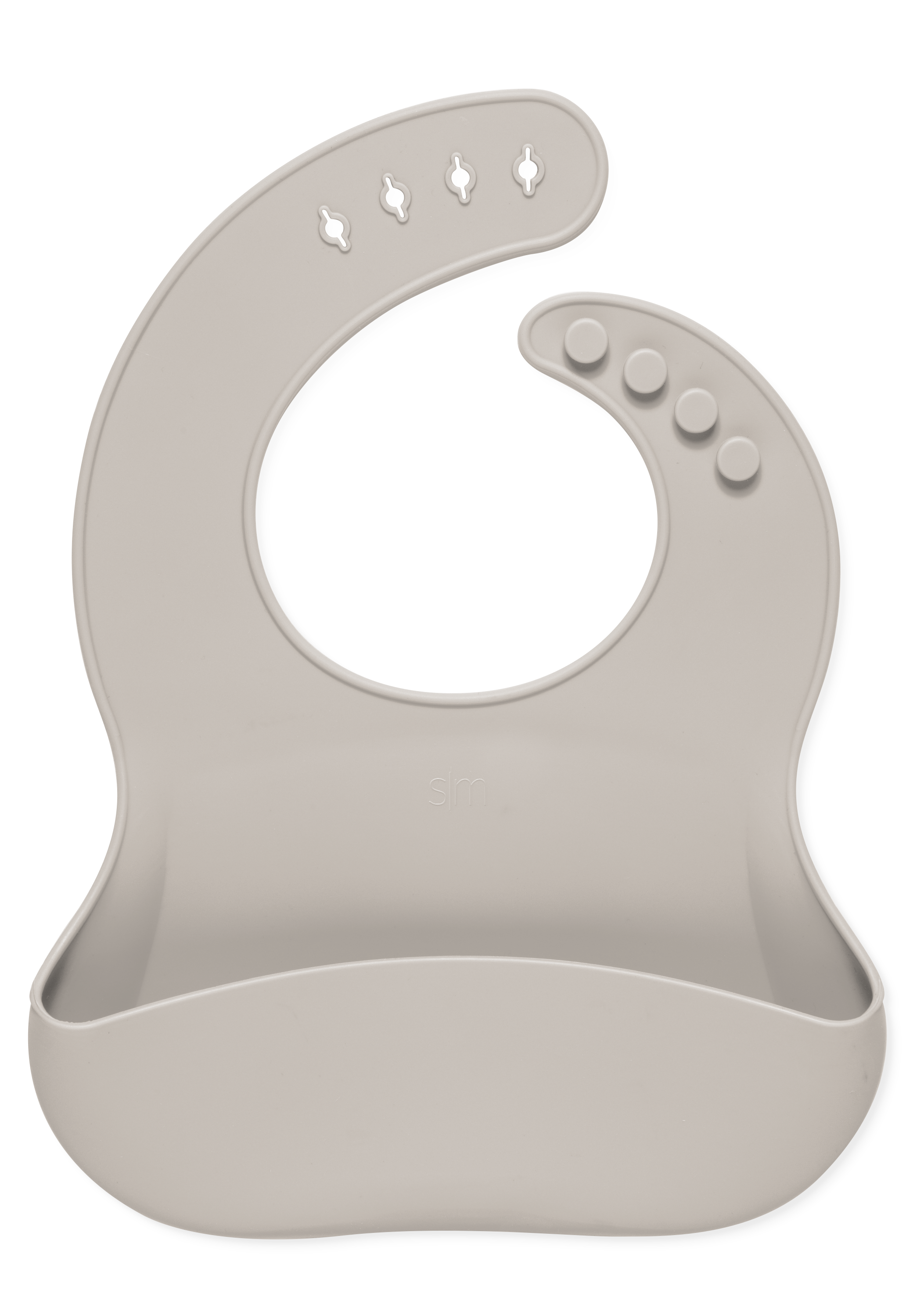 Soft beige bib with light taupe tone on white background
