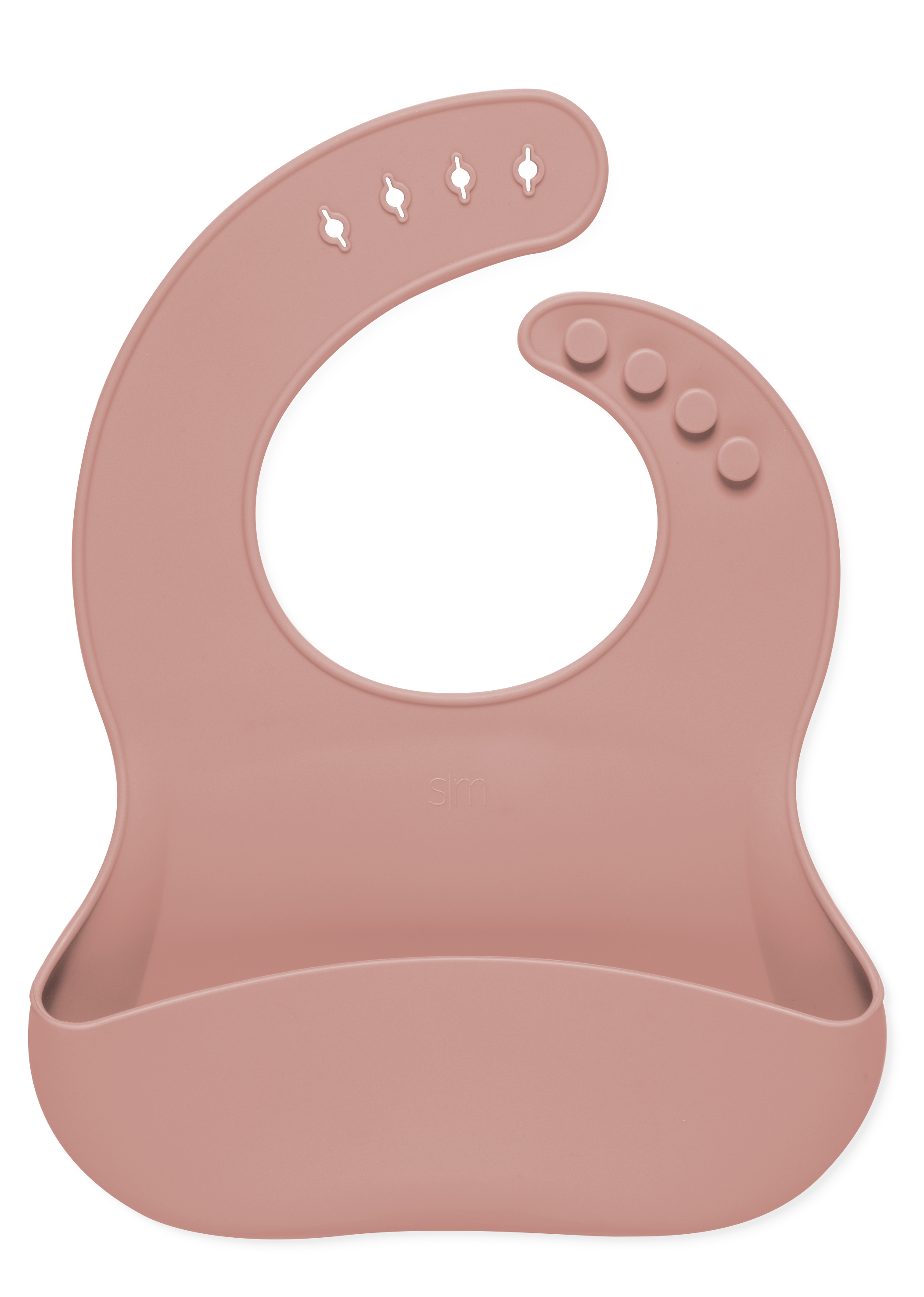 Dusty rose mauve baby bib displayed against a white background