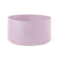 Soft lavender pink cylindrical drinking cup with curved sides and open top on white background