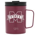 Deep burgundy ceramic mug with charcoal gray lid and handle, featuring a rich, sophisticated design with strong color contrast