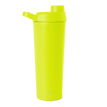 Neon yellow-green insulated water bottle with cylindrical body, tapered base, and secure top cap
