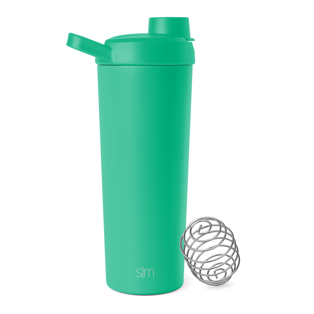 Mint green relay-style shaker with silvery metallic gray ball, modern design product image for CLS-RLY-24-OPL model