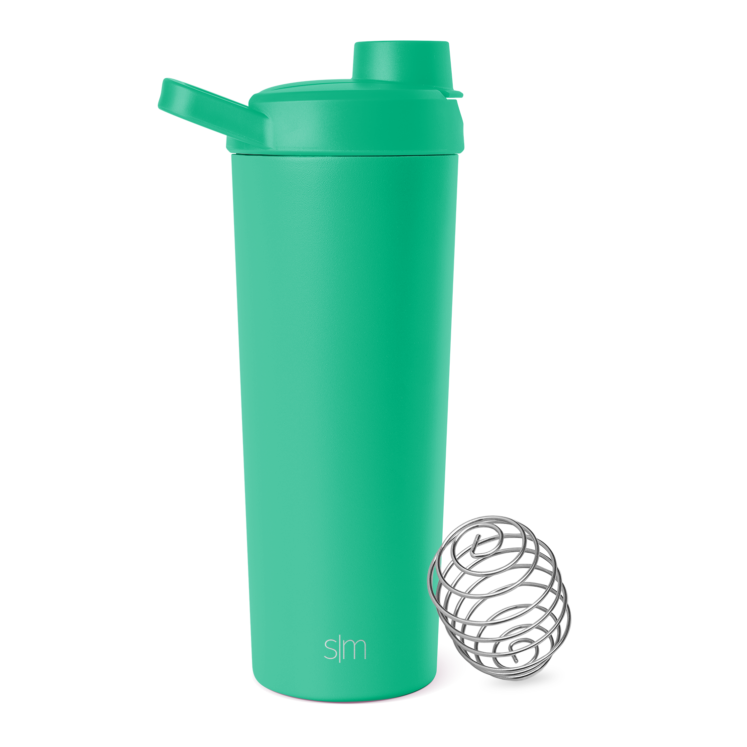 Mint green relay-style shaker with silvery metallic gray ball, modern design product image for CLS-RLY-24-OPL model