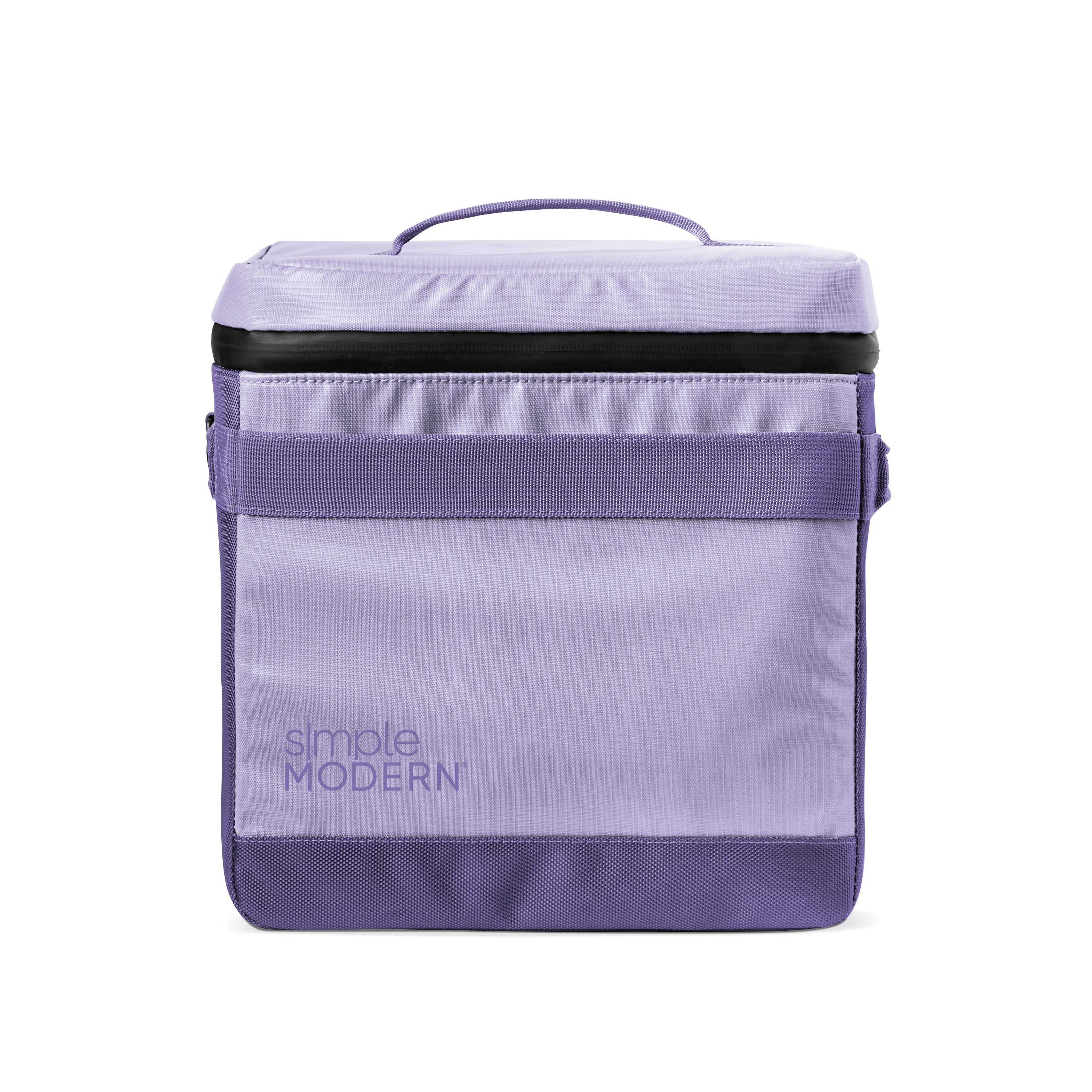 Light purple Simple Modern insulated lunch bag with soft sides displayed against white background, studio product photography setup