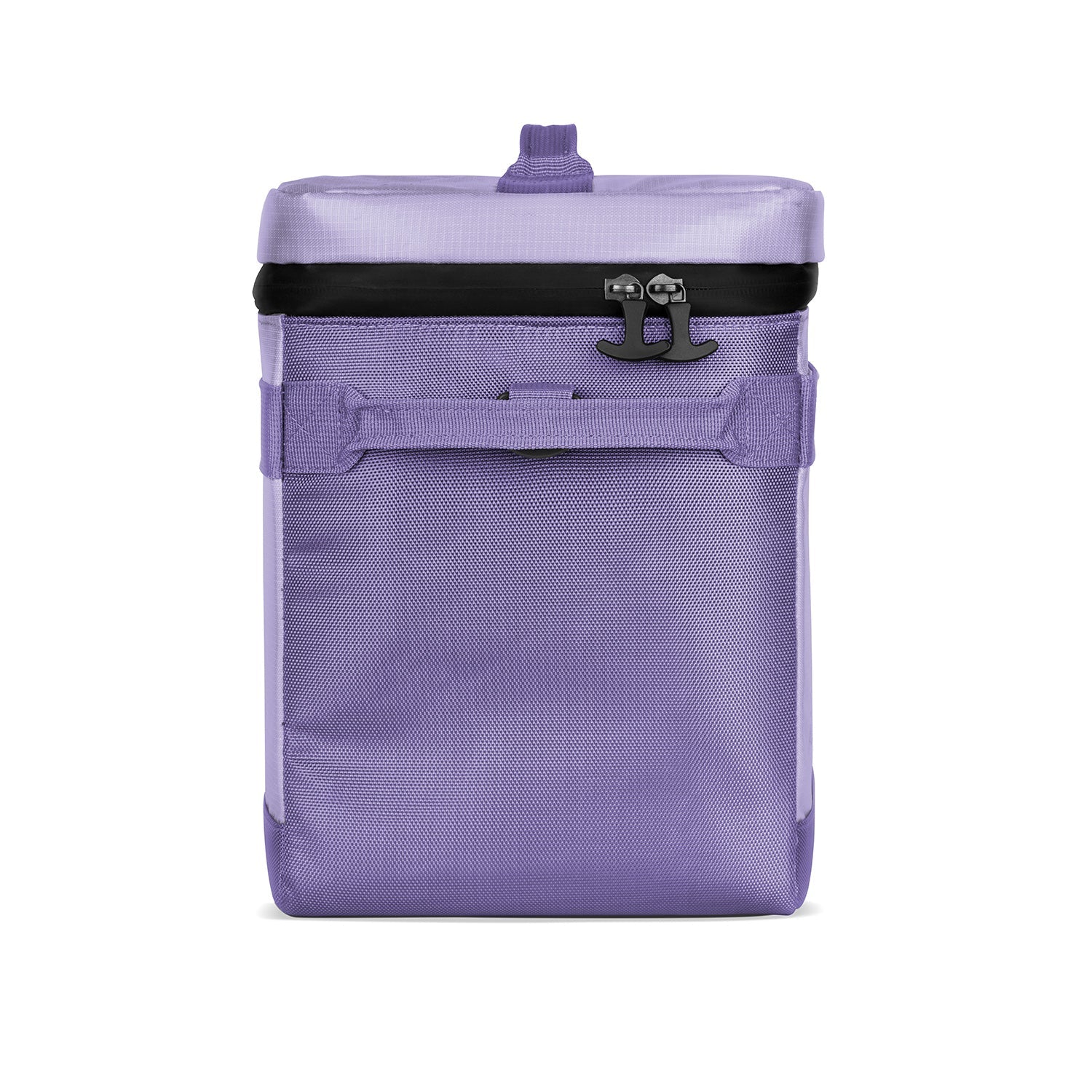 Soft lavender product with black horizontal accent band across upper portion