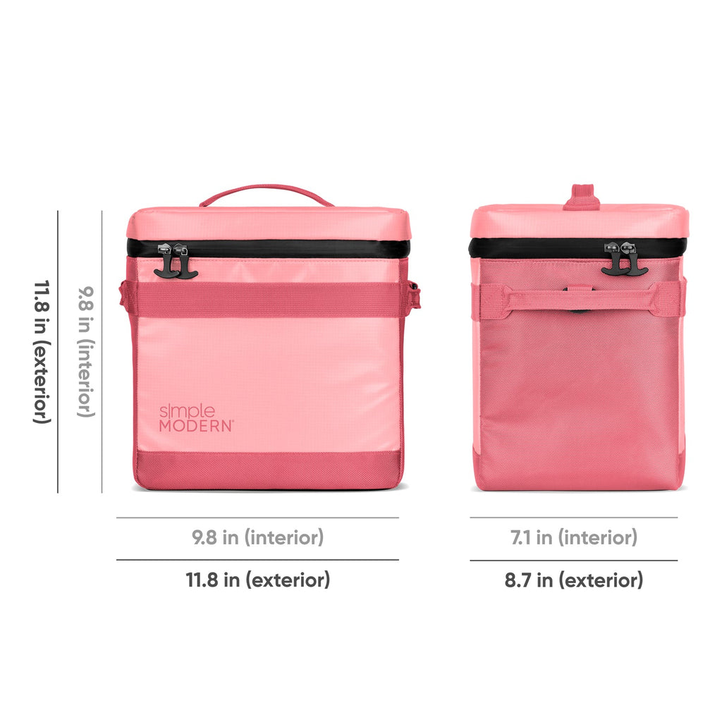 Two pink and black skincare or beauty products displayed against a neutral background, featuring coral and rose tones with charcoal black accents.