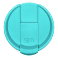 Bright turquoise aqua blue flip-top lid product displayed against white background