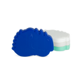 Vibrant royal blue dinosaur character figure against a white background with soft mint green accents, displayed from a front-facing angle.