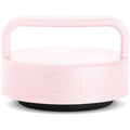 Pale pink storage jar lid with rounded rectangular shape, smooth curved edges, and molded handle on white background