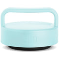 Pale seafoam blue jar lid with light aqua finish and translucent white-blue interior