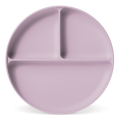Lavender-pink decorative plate with subtle shadow detailing on white background, displayed at an angle to show three-dimensional form