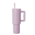 Soft mauve drinkware against a white background