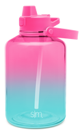Modern water bottle with hot pink to lavender to turquoise ombré gradient, featuring a sleek cylindrical design with a secure cap, displayed against a white background.