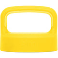 Bright yellow container lid with handle, featuring saturated outer surface and pale yellow interior tones