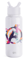 White Simple Modern insulated water bottle with push-button spout cap against white background