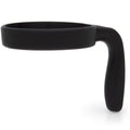 Black tumbler handle against white background
